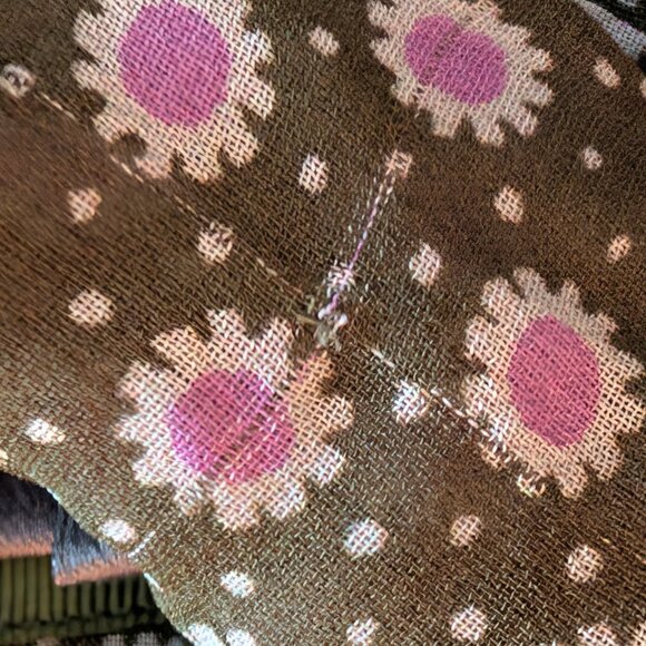 Anthropologie Womens Size 2 Moss Green Pink Floral Mesh Ruched Puff Sleeve Dress - Picture 10 of 12